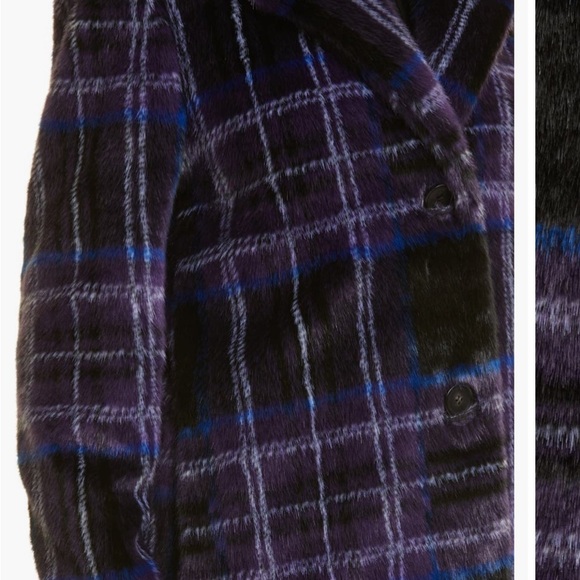 Milly Windowpane Faux Fur Coat SZ M - Picture 5 of 8